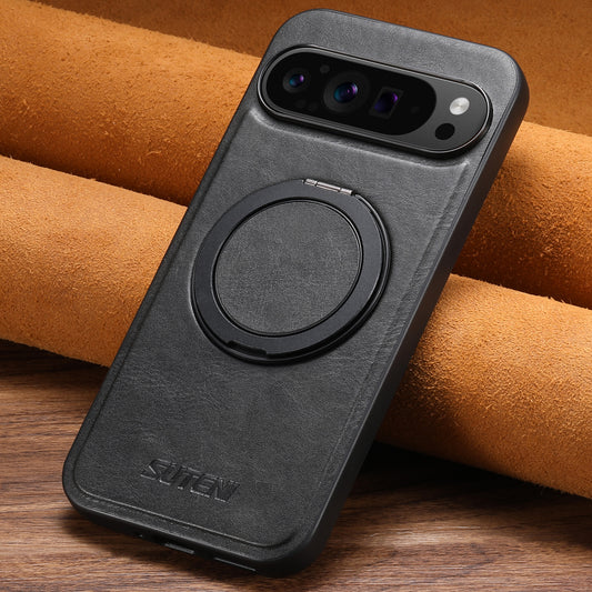 Magnetic Wireless Charging Stand 360° Ring Buckle Leather Case