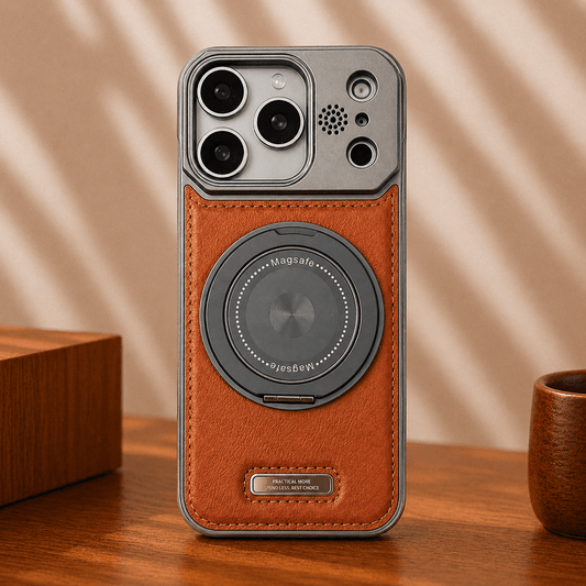 iPhone Semi-Enclosed Magnetic Phone Case with Rotating Stand LEKCASE