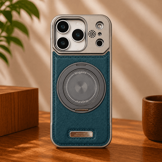 iPhone Semi-Enclosed Magnetic Phone Case with Rotating Stand LEKCASE