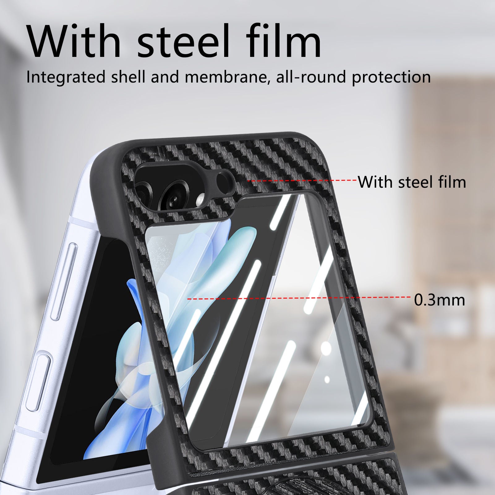 Samsung Z Flip7 Carbon Fiber Texture Magnetic Phone Case LEKCASE