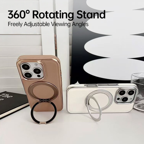 LEKCASE Premium Electroplated Leather Magnetic Case for iPhone 17 Series – 360° Rotating Stand & Refined Craftsmanship LEKCASE