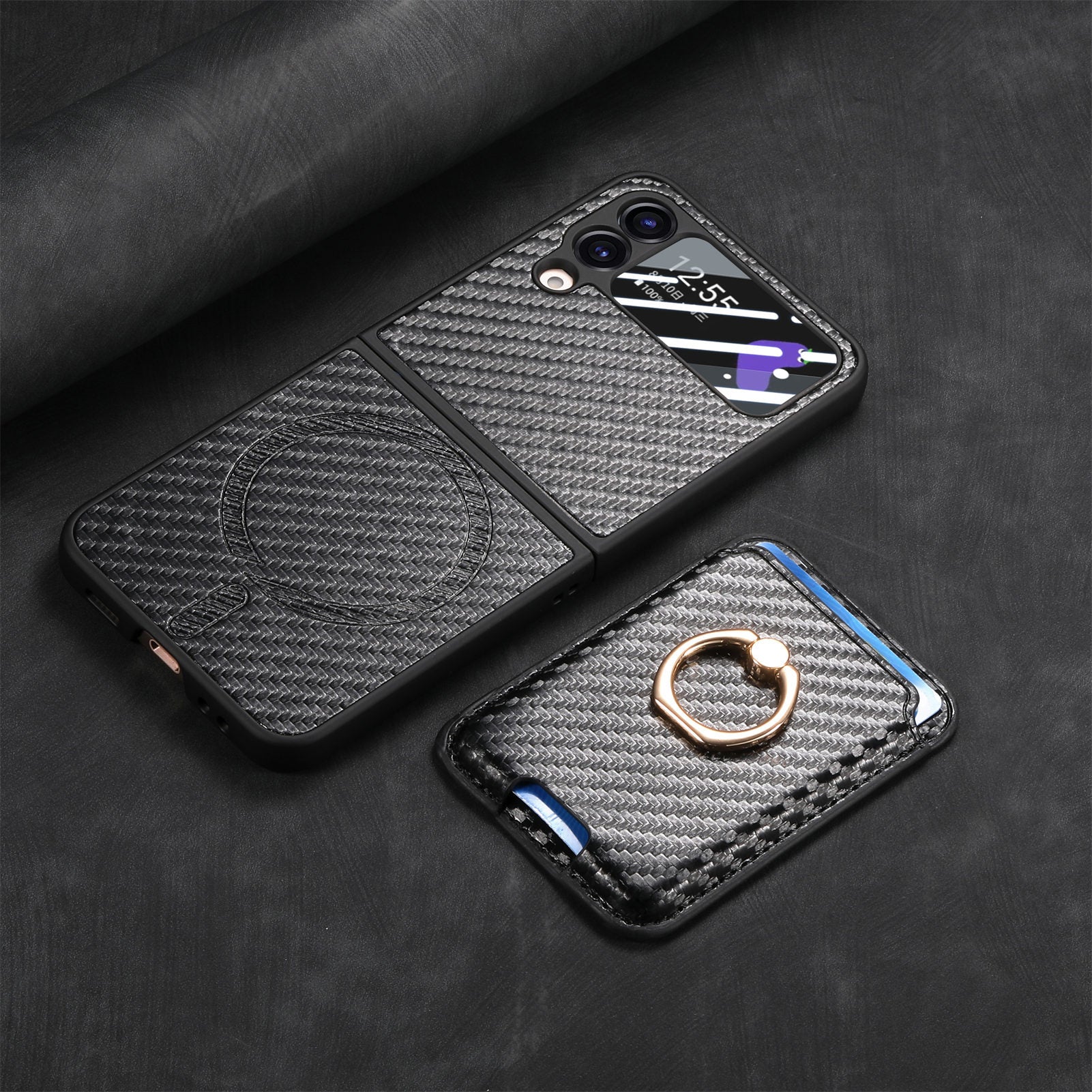 Samsung Z Flip6 Carbon Fiber Texture Magnetic Phone Case LEKCASE
