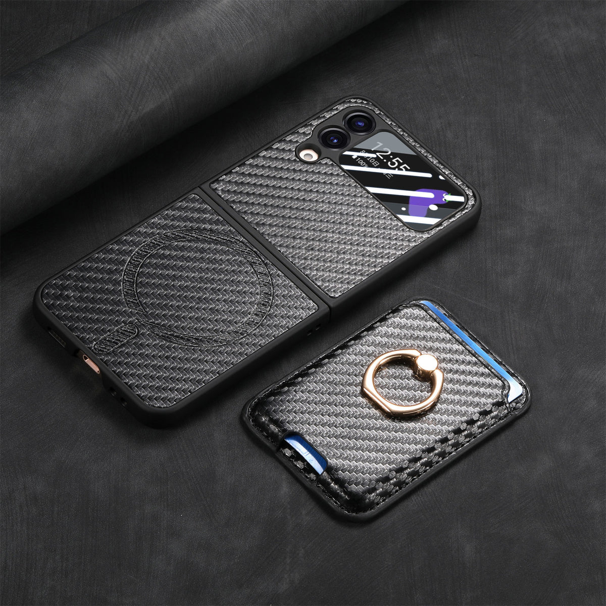 Samsung Z Flip6 Carbon Fiber Texture Magnetic Phone Case LEKCASE