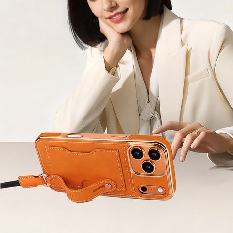 LEKCASE iPhone 17 Series Crossbody Long Strap Wristband Stand Phone Case LEKCASE