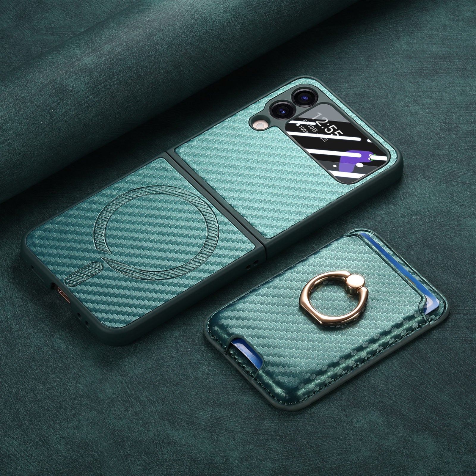 Samsung Z Flip6 Carbon Fiber Texture Magnetic Phone Case LEKCASE