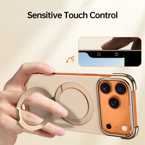 AIKRAS Premium Vegan Leather MagSafe iPhone 17 Case - 360° Ring Stand, dropproof LEKCASE