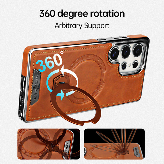 LEKCASE | High-end Leather Texture Mobile Phone Case With Rotating Magnetic Bracket