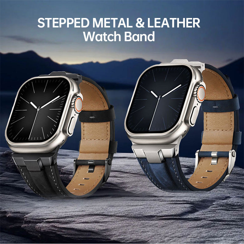 LEKCASE Men's Stepped Leather Apple Watch Band LEKCASE