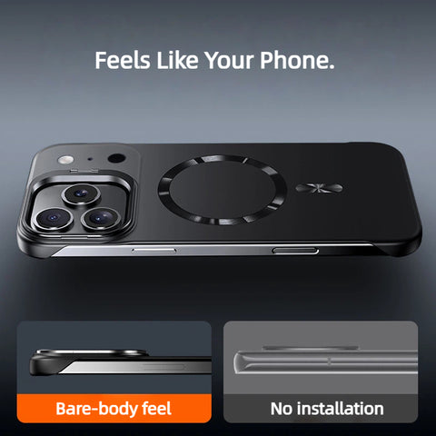 Frameless magnetic phone case with metal lens holder LEKCASE