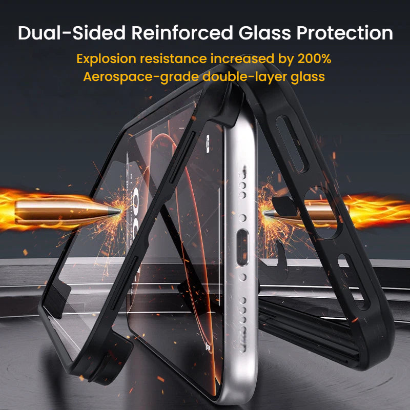 iPhone Drop-Proof Double-Sided Glass Protective Magnetic Phone Case (Includes Privacy Screen Protector) LEKCASE