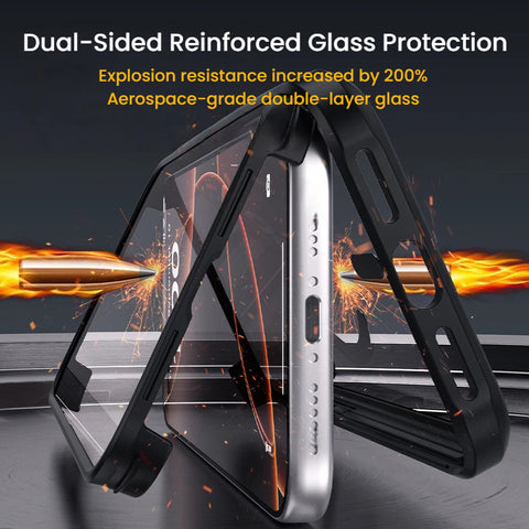 iPhone Drop-Proof Double-Sided Glass Protective Magnetic Phone Case (Includes Privacy Screen Protector) LEKCASE