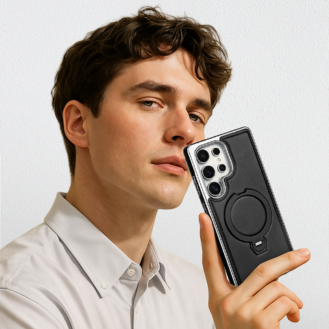 LEKCASE | High-end Leather Texture Mobile Phone Case With Rotating Magnetic Bracket