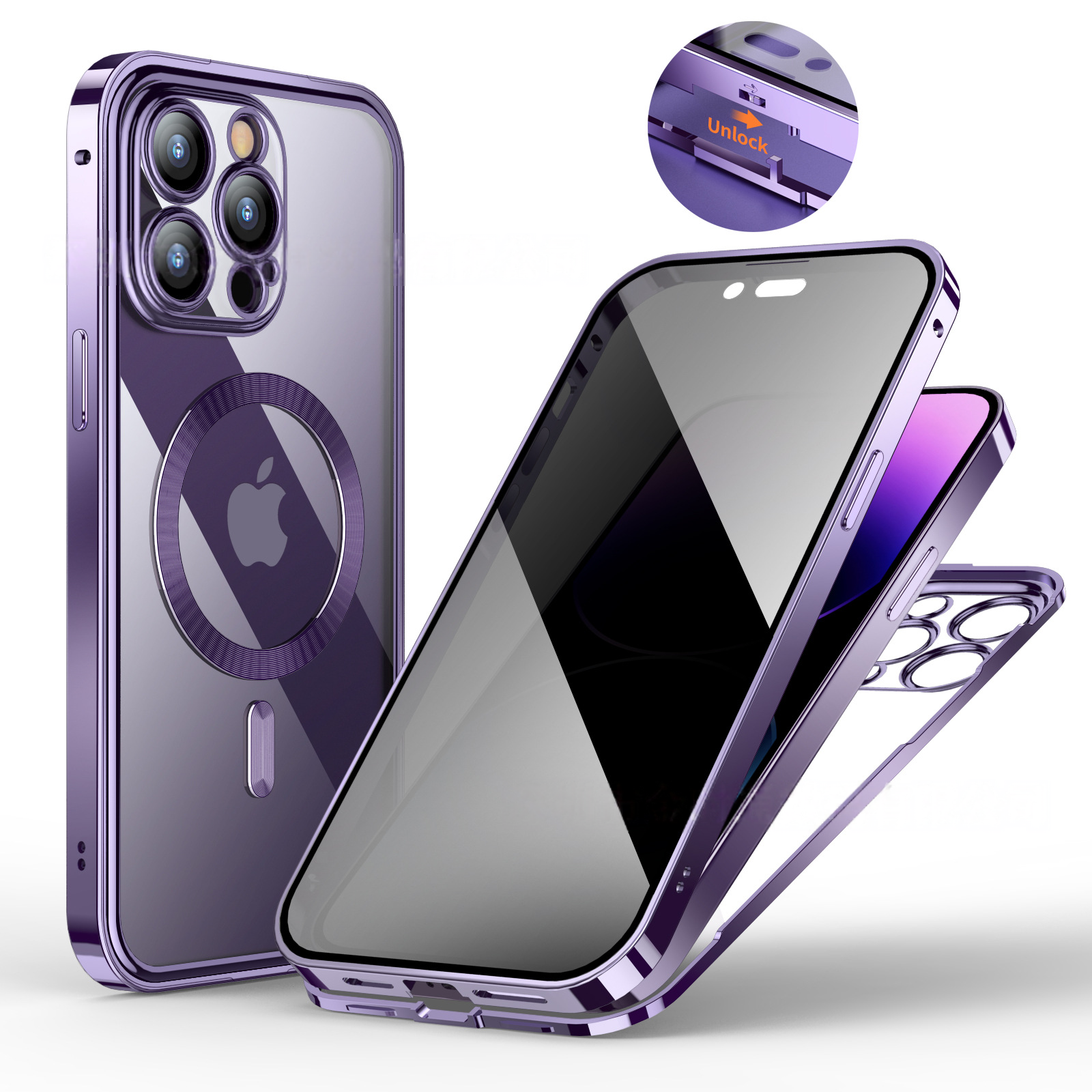 LEKCASE|Double-sided Protective Mobile Phone Case With Metal Frame And Snap Button