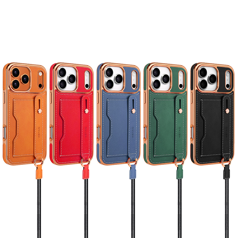 LEKCASE iPhone 17 Series Crossbody Long Strap Wristband Stand Phone Case LEKCASE