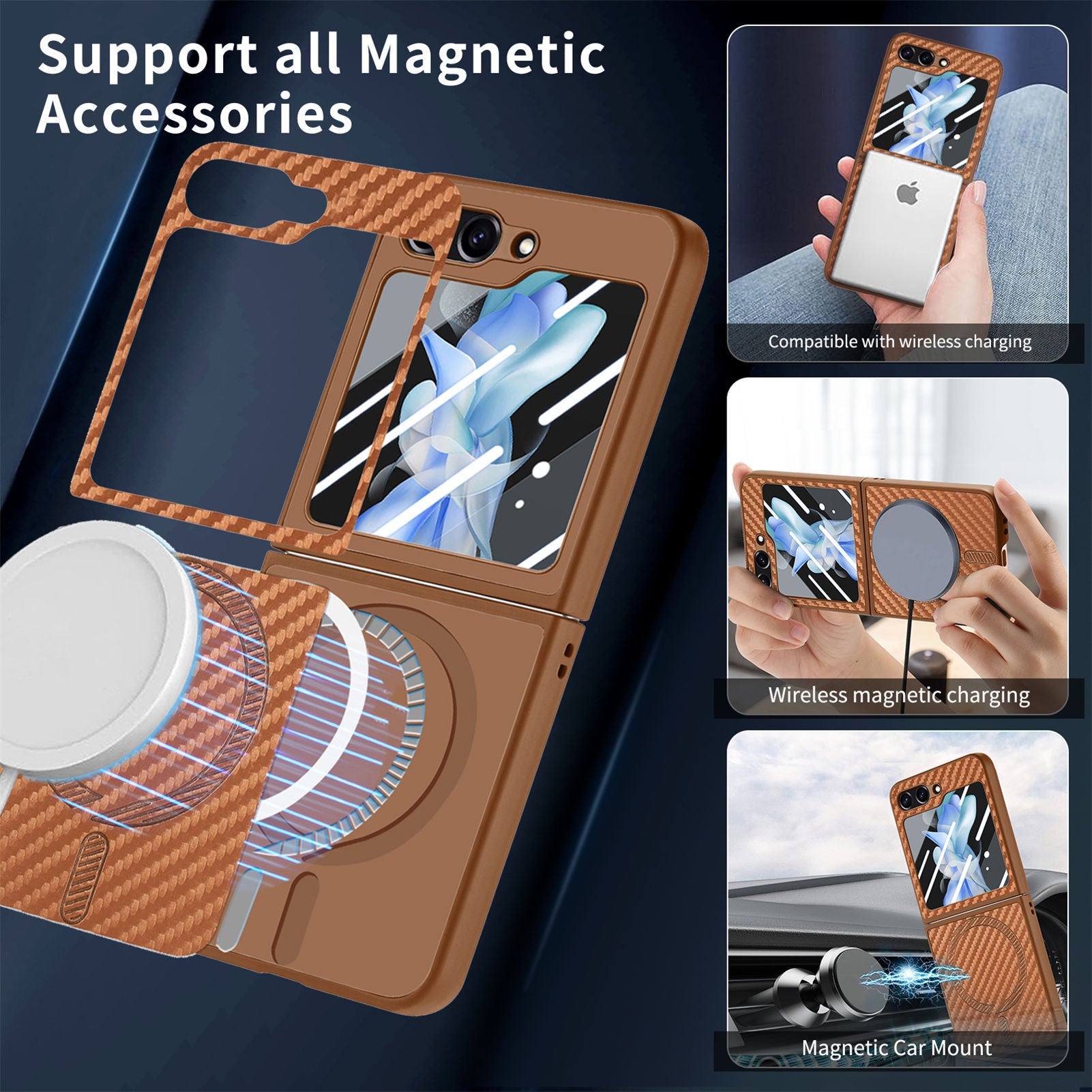 Samsung Z Flip7 Carbon Fiber Texture Magnetic Phone Case LEKCASE