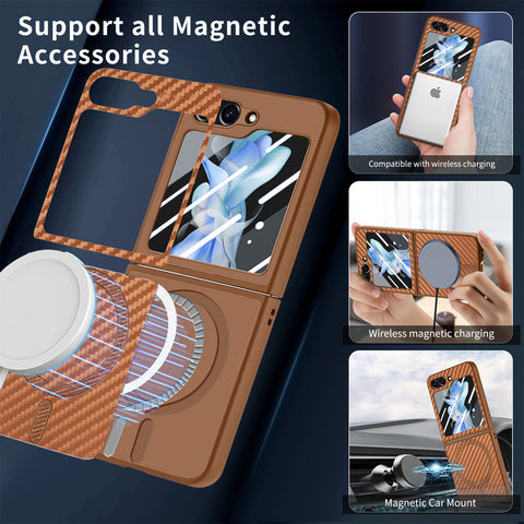 Samsung Z Flip7 Carbon Fiber Texture Magnetic Phone Case LEKCASE
