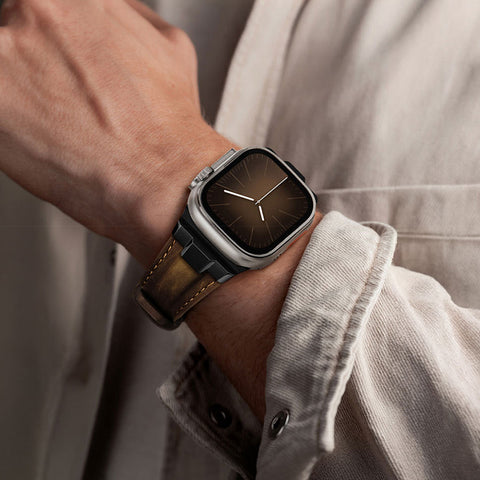 LEKCASE Men's Stepped Leather Apple Watch Band LEKCASE