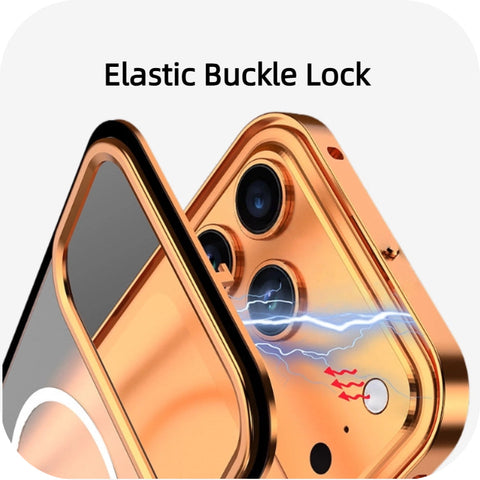 Elastic buckle lock with anti-shock protection on iPhone 17 magnetic case