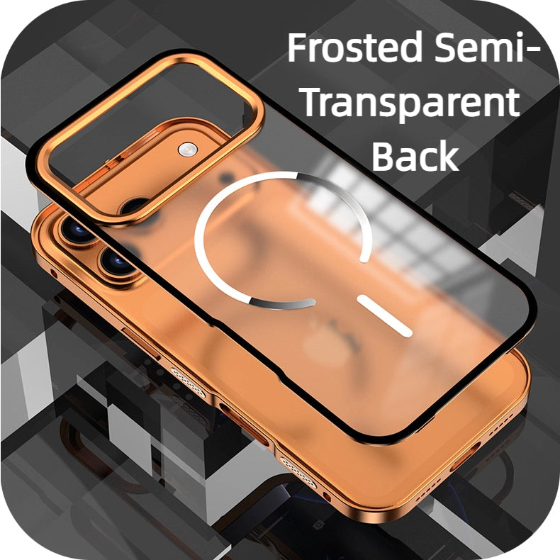 Frosted semi-transparent back panel of iPhone 17 magnetic case