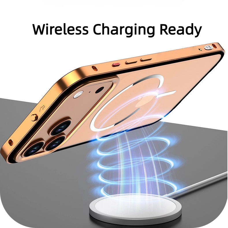 iPhone 17 magnetic case shown compatible with wireless charging pad