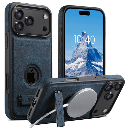 iPhone magnetic stand with lychee-textured leather phone case LEKCASE