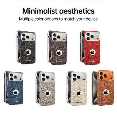 LEKCASE iPhone Rhinestone Magnetic Label Leaking Phone Case
