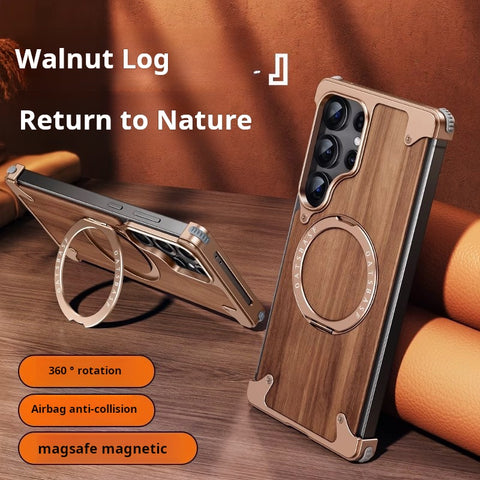 ♻️Walnut Metal Frameless Phone Case