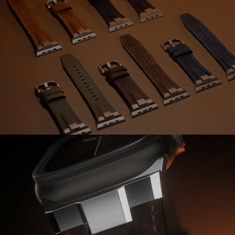 LEKCASE Men's Stepped Leather Apple Watch Band LEKCASE