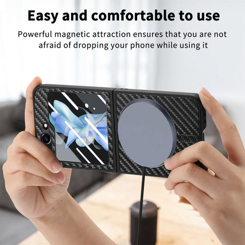 Samsung Z Flip7 Carbon Fiber Texture Magnetic Phone Case LEKCASE