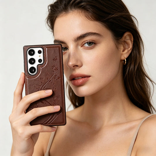 Butterfly Flower Wallet Flip Phone Case for Samsung S26/S25/S24/S23 Series LEKCASE
