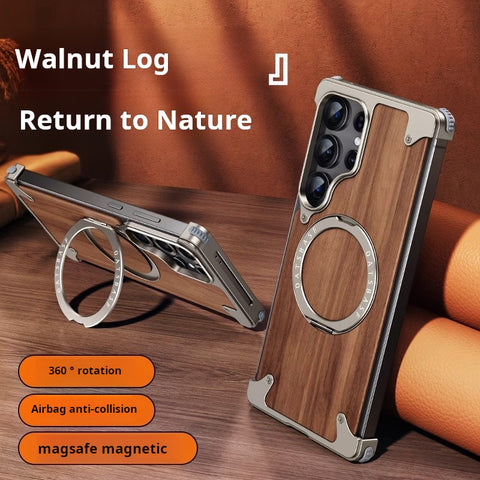 ♻️Walnut Metal Frameless Phone Case