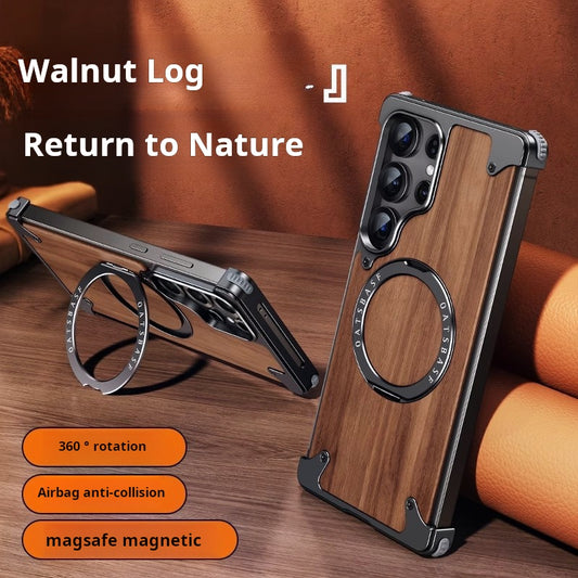 ♻️Walnut Metal Frameless Phone Case