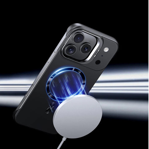 Frameless magnetic phone case with metal lens holder LEKCASE