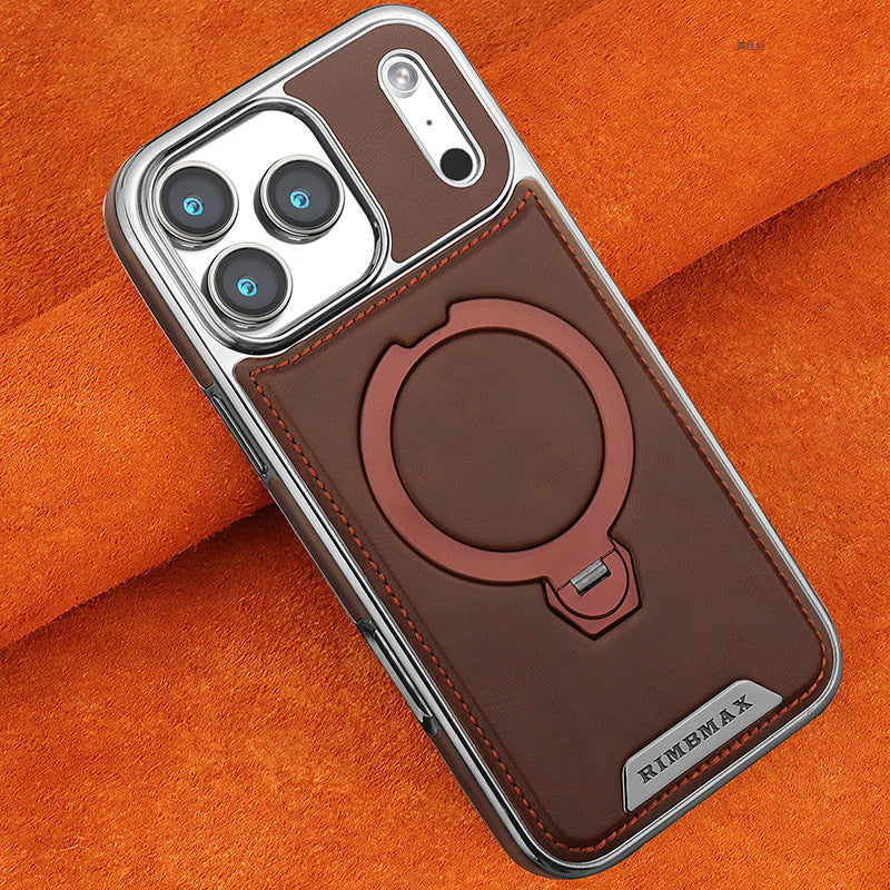 iPhone 17 Pro Max Magnetic Leather Case with 360° Rotating Stand LEKCASE