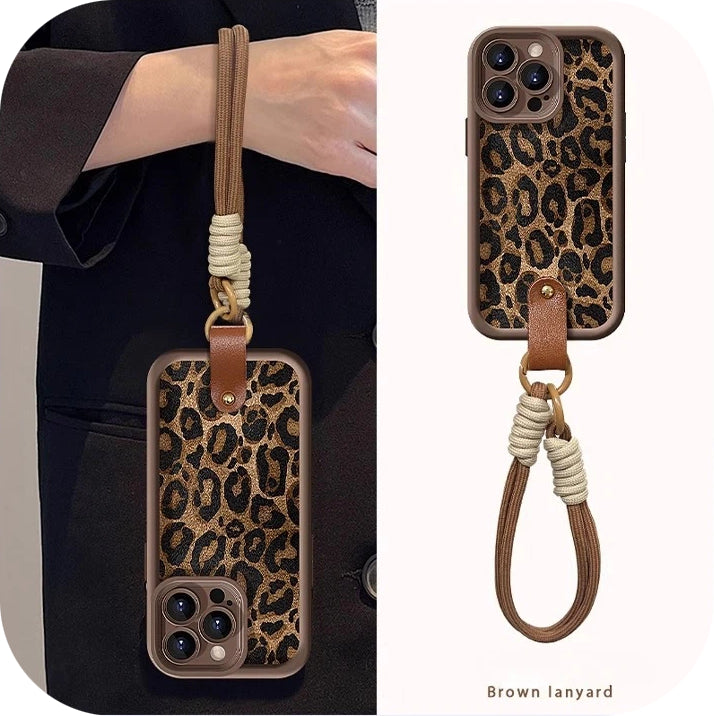 LEKCASE Leopard Matte iPhone 17 Case with Lanyard – Luxury Texture, Stylish & Durable LEKCASE