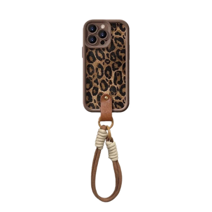 LEKCASE Leopard Matte iPhone 17 Case with Lanyard – Luxury Texture, Stylish & Durable LEKCASE