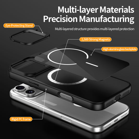 iPhone Glass Back Magnetic Lens Holder Phone Case LEKCASE