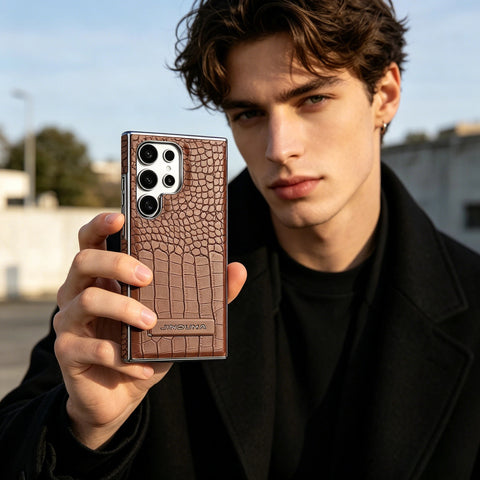 Crocodile-patterned Leather Stand Magnetic Phone Case LEKCASE