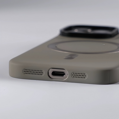 Skin-feel, drop-proof phone case with built-in lens holder