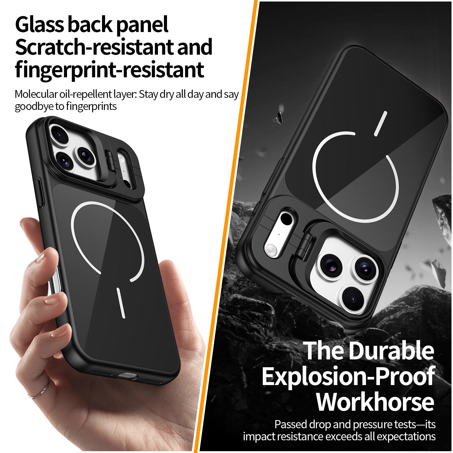 iPhone Glass Back Magnetic Lens Holder Phone Case LEKCASE