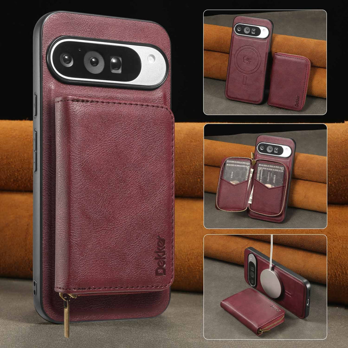 Zipper Leather Case Magnetic Phone Case