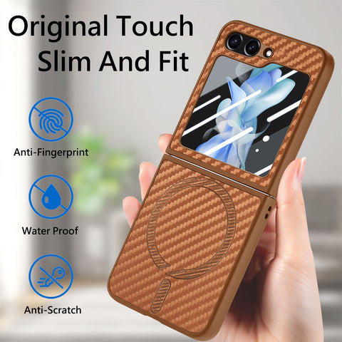 Samsung Z Flip7 Carbon Fiber Texture Magnetic Phone Case LEKCASE