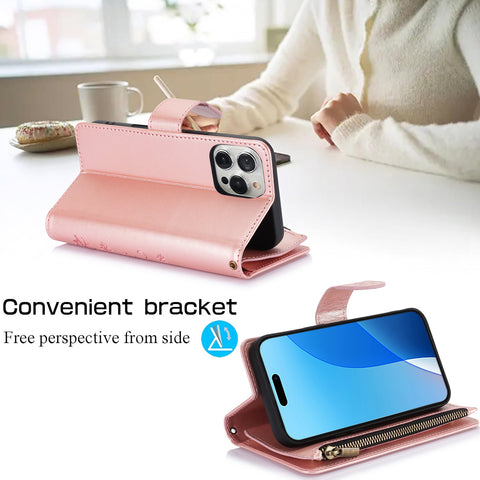 LEKCASE iPhone Multifunctional Butterfly Flip Card Holder Phone Case