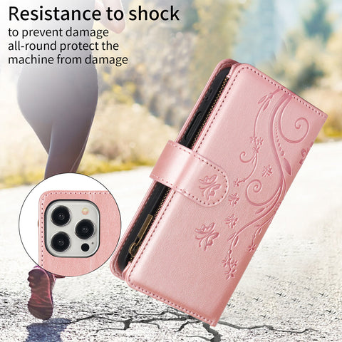 LEKCASE iPhone Multifunctional Butterfly Flip Card Holder Phone Case
