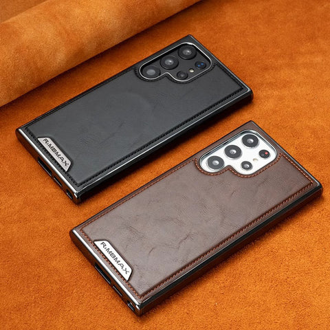 LEKCASE Business Men's Magnetic Full-Coverage Drop-Proof Leather Phone Case