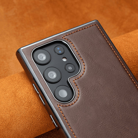 LEKCASE Business Men's Magnetic Full-Coverage Drop-Proof Leather Phone Case