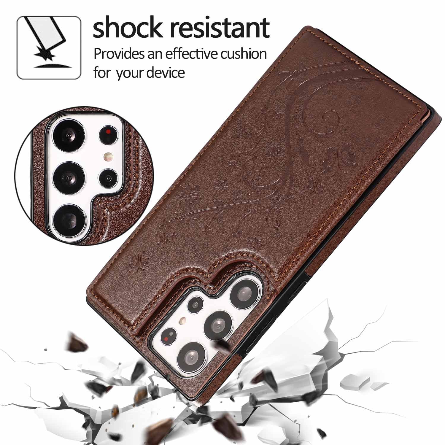 Butterfly Flower Wallet Flip Phone Case for Samsung S26/S25/S24/S23 Series LEKCASE