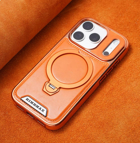 iPhone 17 Pro Max Magnetic Leather Case with 360° Rotating Stand
