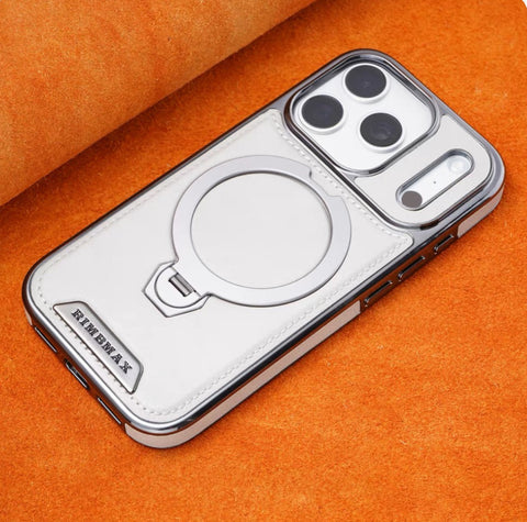 iPhone 17 Pro Max Magnetic Leather Case with 360° Rotating Stand
