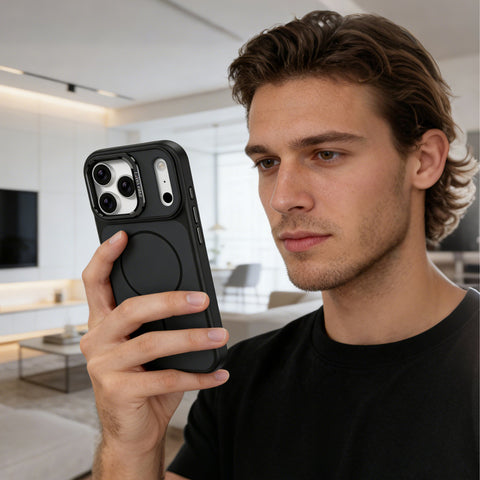 Two-Tone Soft-Touch Magnetic Phone Case with Lens Stand LEKCASE